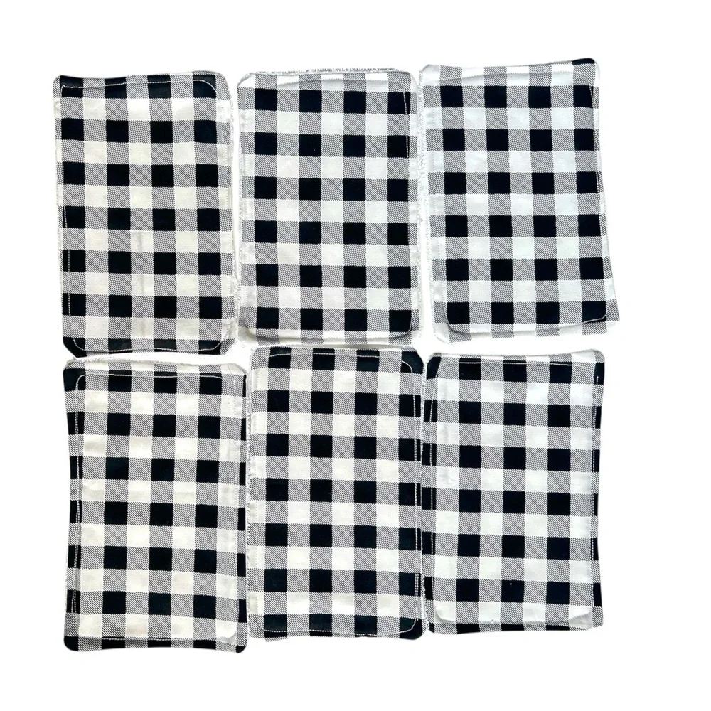 Hand Crafted Colorful Buffalo Plaid 6 Reusable Eco Friendly Unpaper Towel Cloths